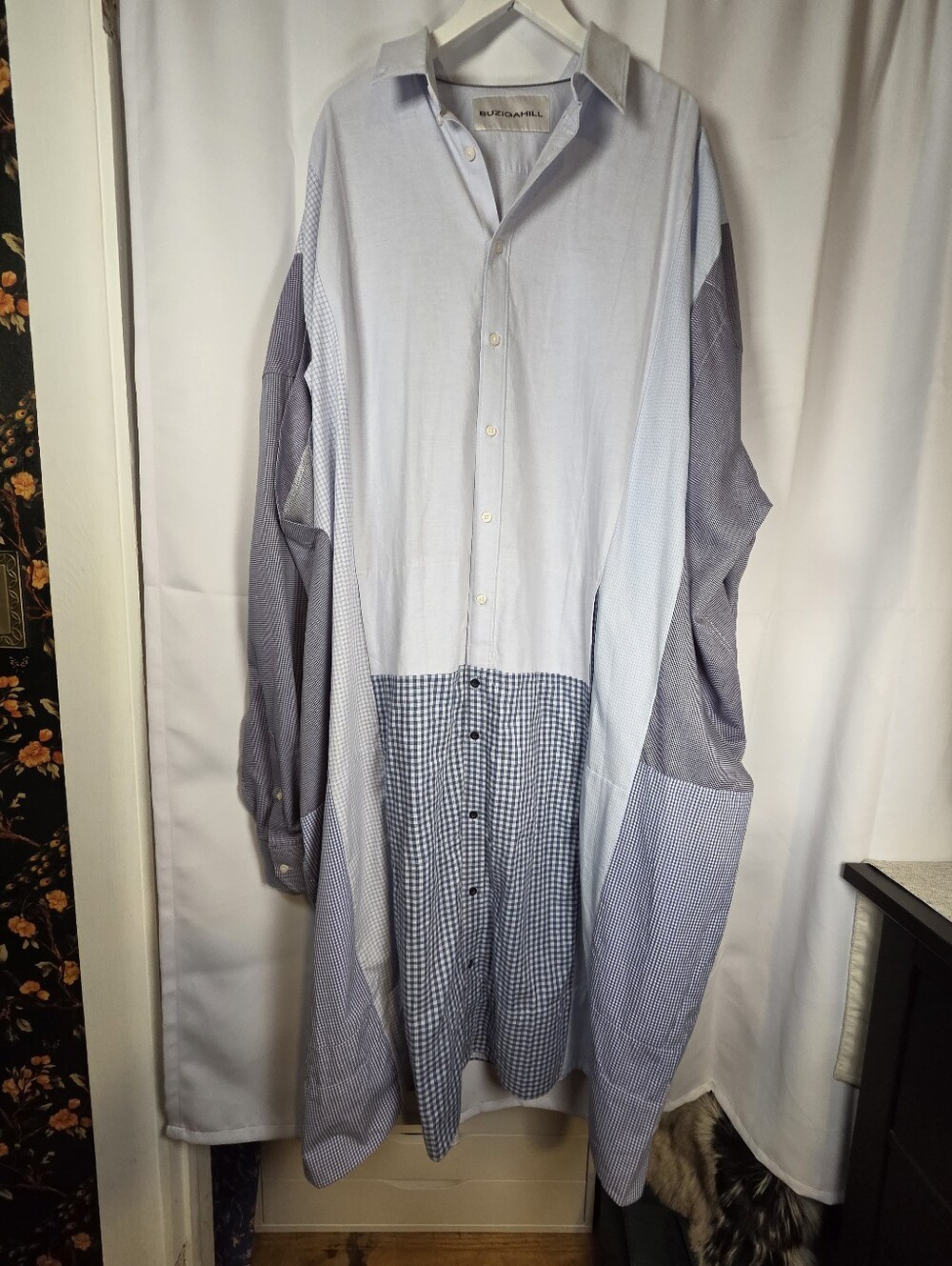 Buzigahill Upcycled One of a kind Oversized Maxi Shirt Dress 2XL Made in Uganda